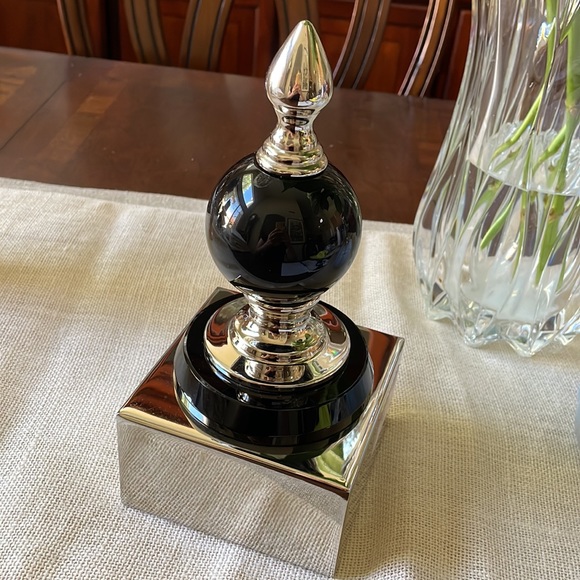 Art Deco silver color and black table shelf sculpture decor accent display - Picture 6 of 8